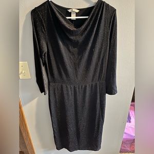 Sparkly red and black midi dress